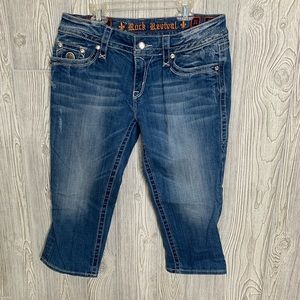 Women's Rock Revival Blue Celine Capri Cropped Jean sz 31.